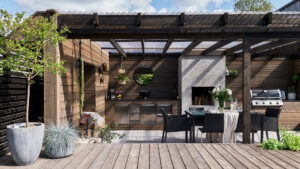 Pergola og utekjøkken i MøreRoyal hos Anette Wie